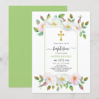 White and pink wild dog roses green floral Baptism