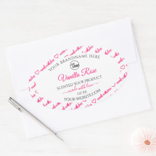 White and Pink Word Cloud Product Labels with Logo