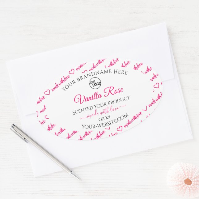 White and Pink Word Cloud Product Labels with Logo (Envelope)