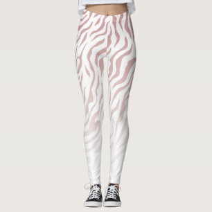 White and Pink Zebra Stripes: Stylish Leggings