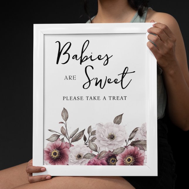 White and Plum Floral Babies are Sweet Sign (Creator Uploaded)