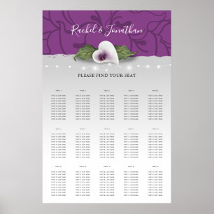 White and Purple Calla Lily Wedding Seating Charts