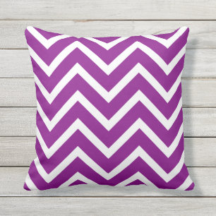 White and Purple Chevron Cushion