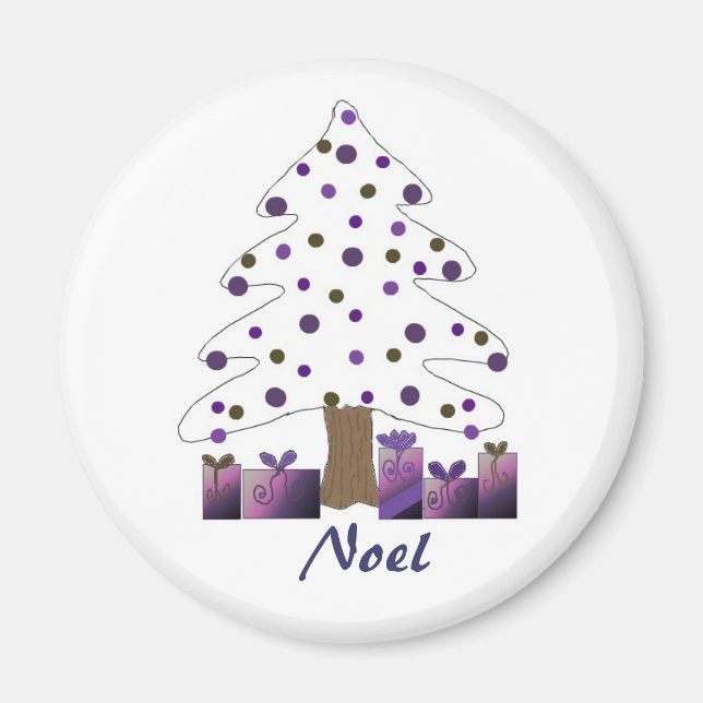 White and Purple Christmas Tree Magnet (Front)