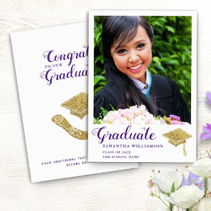 White and Purple Class of 2025 Photo Graduation Announcement