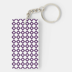 White and Purple Diamond Pattern Key Ring