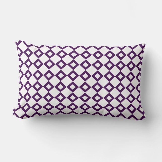 White and Purple Diamond Pattern Lumbar Cushion (Front)