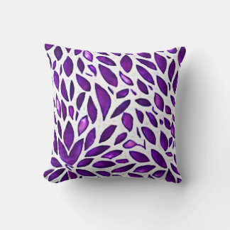 White and Purple Floral Design Throw Pillow