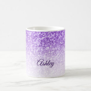 White And Purple Glitter Coffee Mug