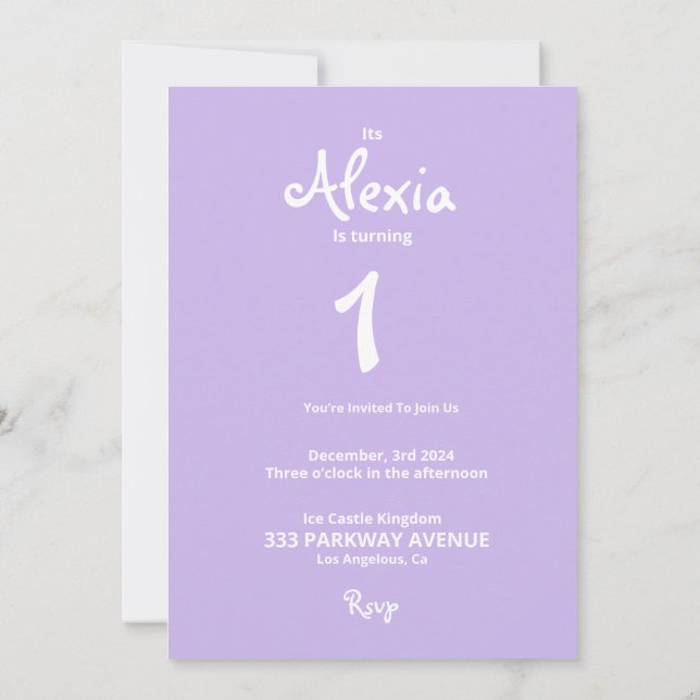 White and purple little princess birthday invitati invitation (Back)