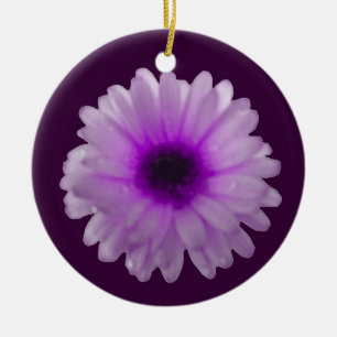 White and Purple Marigold Custom Birthday Ceramic Tree Decoration