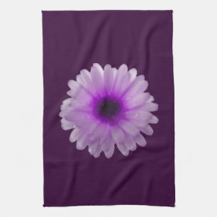 White and Purple Marigold Kitchen Towel