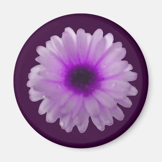 White and Purple Marigold Magnet (Front)