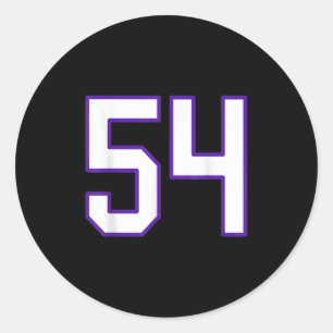 White And Purple Number 54 Jersey Player Uniform # Classic Round Sticker
