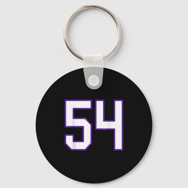 White And Purple Number 54 Jersey Player Uniform # Key Ring (Front)