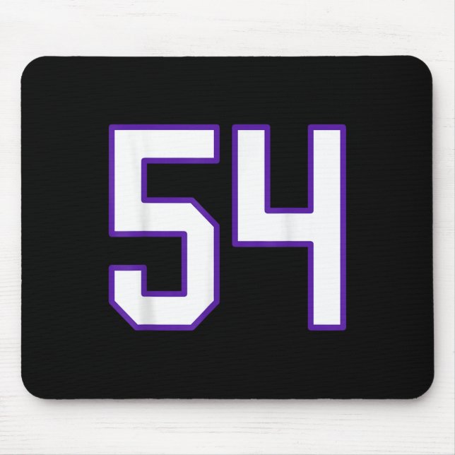 White And Purple Number 54 Jersey Player Uniform # Mouse Mat (Front)