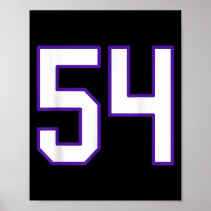 White And Purple Number 54 Jersey Player Uniform # Poster