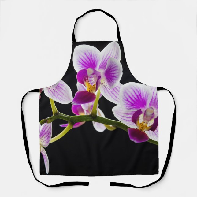 White and purple orchid apron (Front)