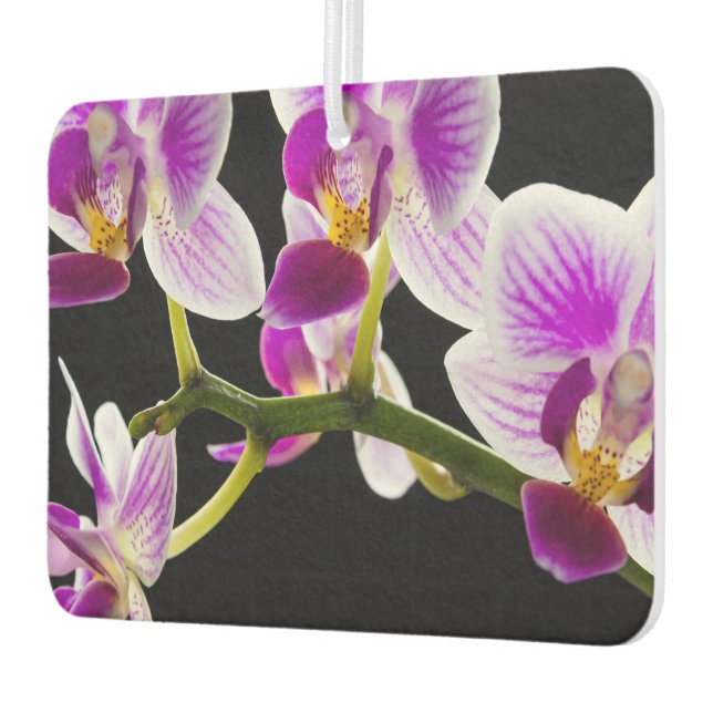 White and purple orchid car air freshener (Left)