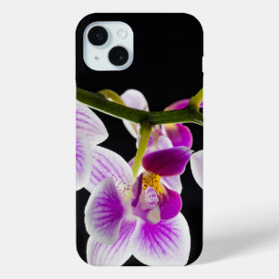 White and purple orchid iPhone 15 mini case