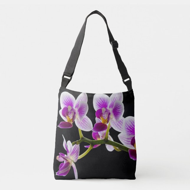 White and purple orchid crossbody bag (Front)
