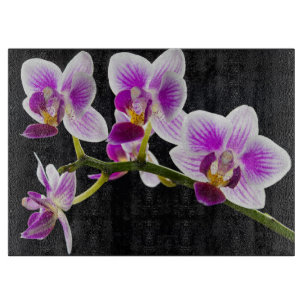 White and purple orchid cutting board