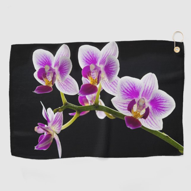 White and purple orchid golf towel (Horizontal)