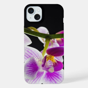 White and purple orchid iPhone 15 plus case