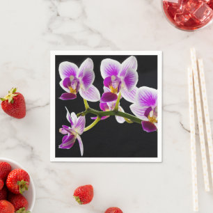 White and purple orchid napkin