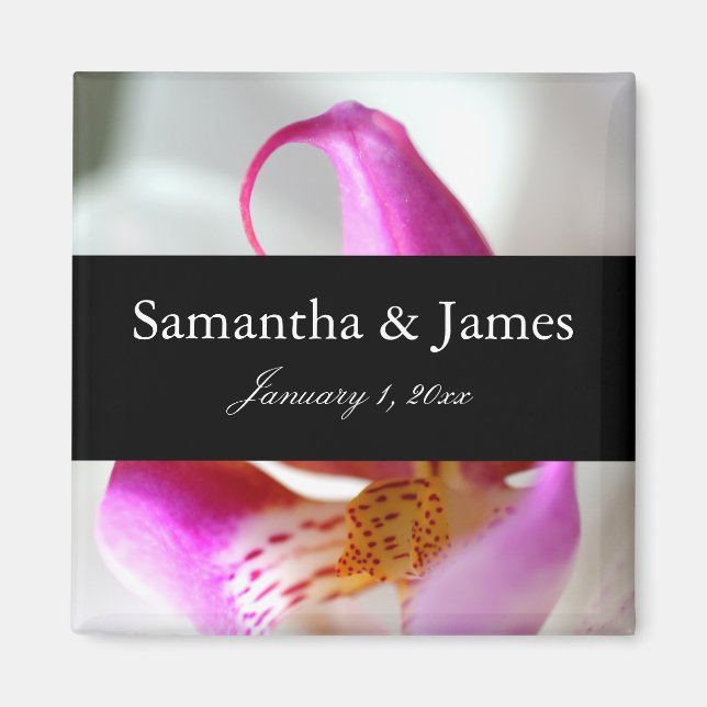 White and Purple Orchid Personal Wedding Magnet (Front)