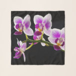 White and purple orchid scarf<br><div class="desc">A beautiful white and purple orchid on a black background.</div>