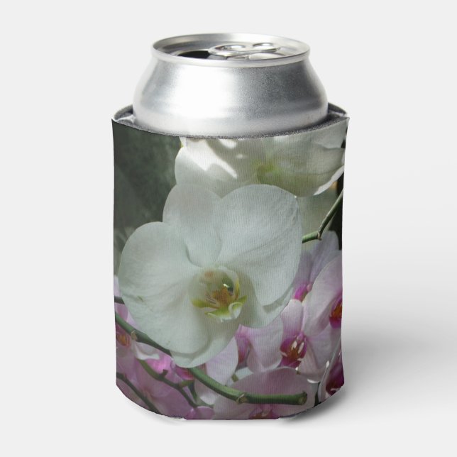 White and Purple Orchids Can Cooler (Can Front)