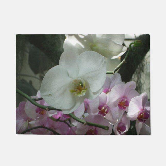 White and Purple Orchids Doormat (Front)