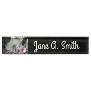 White and Purple Orchids Nameplate