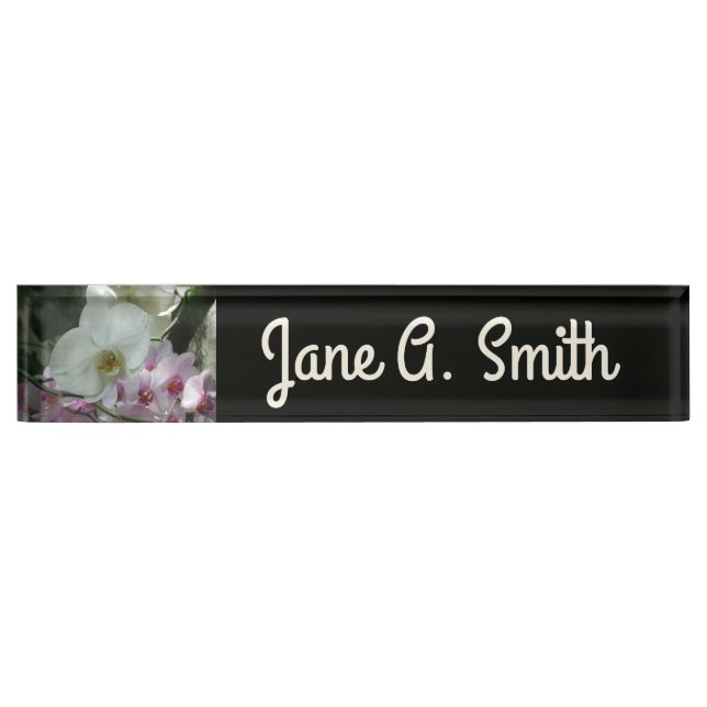 White and Purple Orchids Nameplate (Front)
