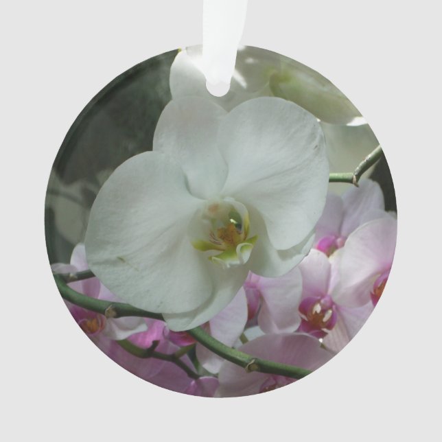 White and Purple Orchids Ornament (Front)