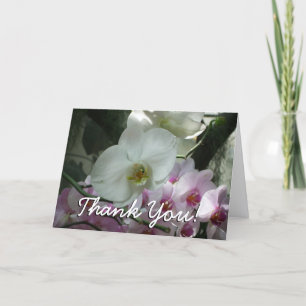 White and Purple Orchids Thank You Card