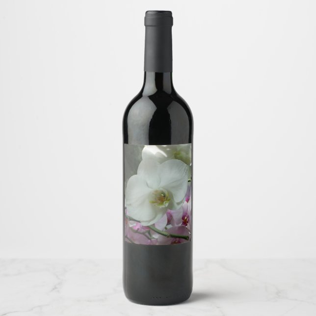 White and Purple Orchids Wine Label (Front)