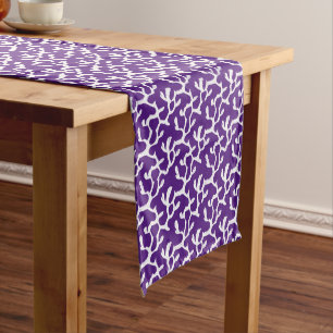White And Purple Organic Coral Reef Repeat Pattern Medium Table Runner