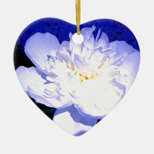 White and purple Peony photo Ceramic Tree Decoration (Front)