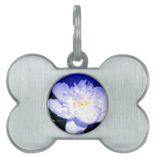 White and purple peony photo pet tag