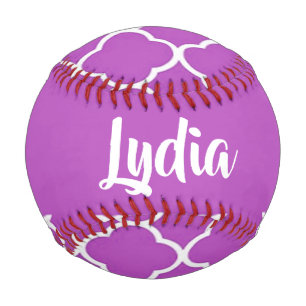 White and purple quatrefoil pattern baseball