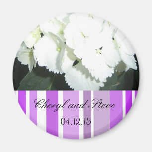 White and Purple Save the Date Magnet