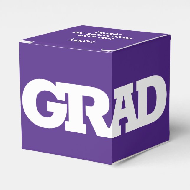 White and Purple School Colours Graduation Party Favour Box (Front Side)