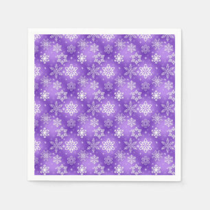 White and purple snowflake pattern napkin