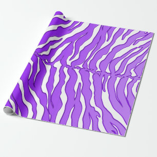 White And Purple Tiger Stripes Animal Print Wrapping Paper