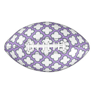 White and Purple Trellis, Lattice, Quatrefoil American Football
