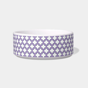 White and Purple Trellis, Lattice, Quatrefoil Bowl