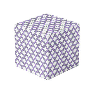 White and Purple Trellis, Lattice, Quatrefoil Cube