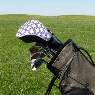 White and Purple Trellis, Lattice, Quatrefoil Golf Head Cover